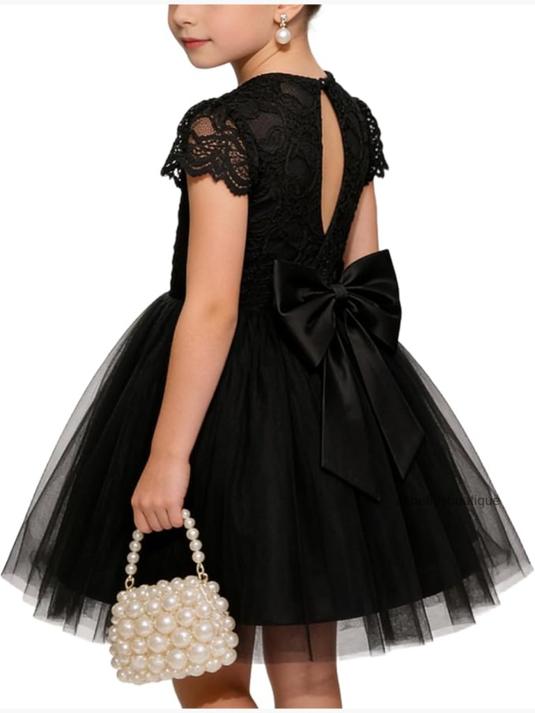 Kids Lace Tulle Princess Flower Girl Dress With Big Bow 5-10y